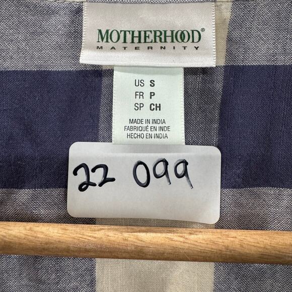 Motherhood Maternity Women's Small Blue Plaid‎ Button Down Dress with Tie Waist - Picture 10 of 10